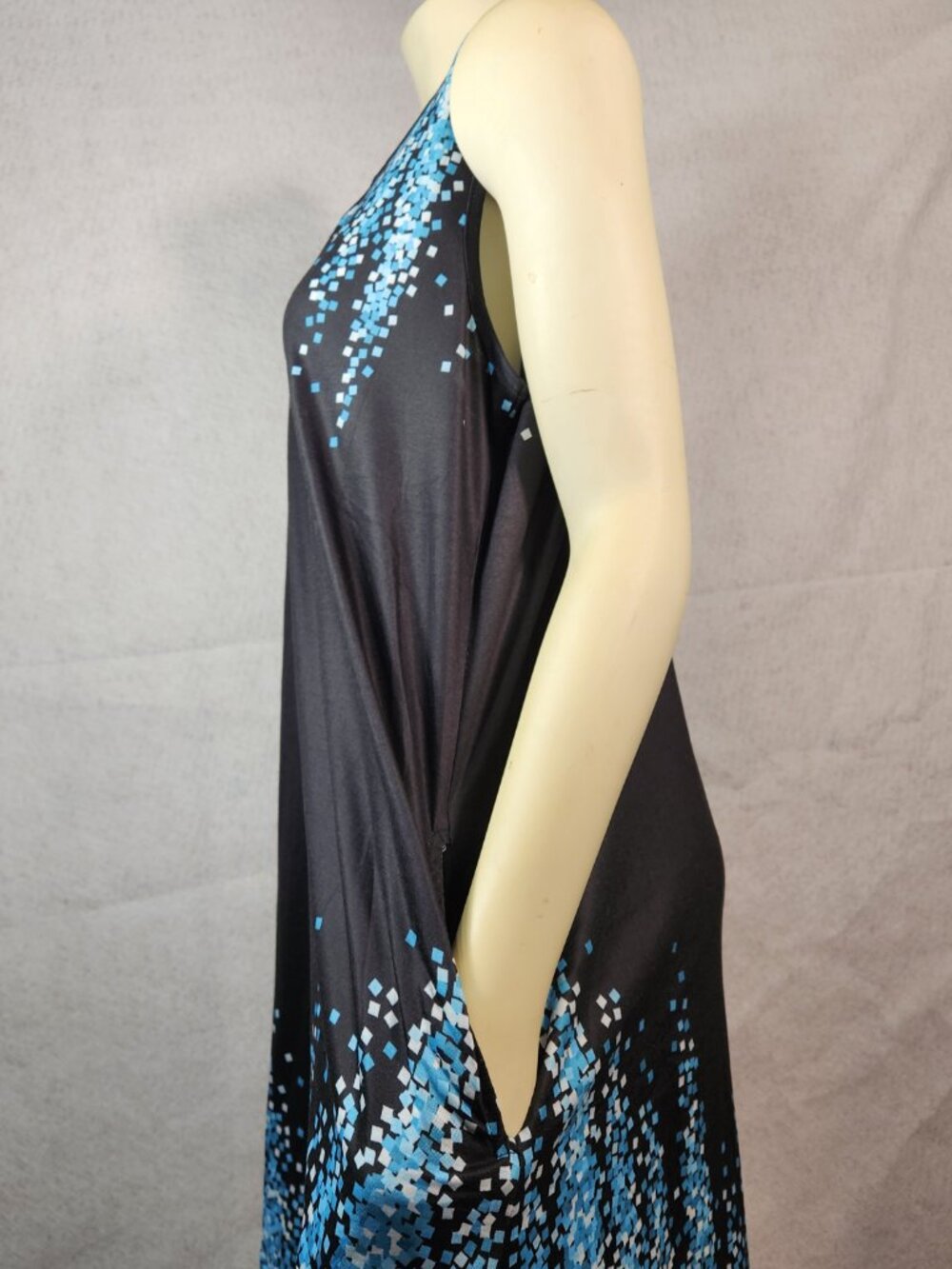 Womens Midi Sleeveless Tank Dress Size Large Cotton Blend Lightweight Black EUC - Picture 3 of 10